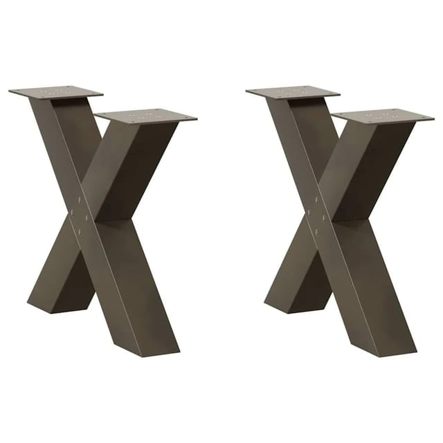 vidaXL Couchtischbeine X-Form 2 Stk Naturstahl 60x42-43 cm Stahl 4012963
