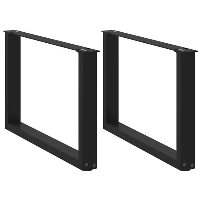 vidaXL Couchtischbeine U-Form 2 Stk Schwarz 70x42-43 cm Stahl 4013164