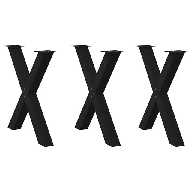 vidaXL Esstischbeine X-Form 3 Stk Schwarz 80x72-73 cm Stahl 4012992
