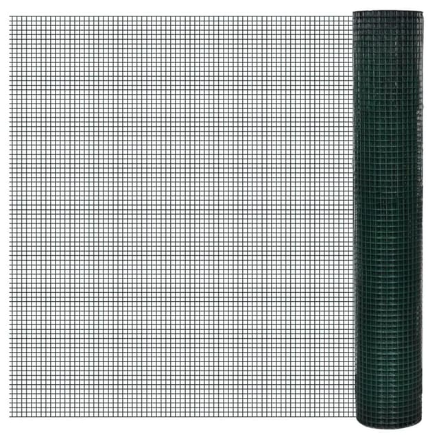 vidaXL Drahtzaun für Hühner Verzinkt mit PVC-Beschichtung 10x1 m Grün 140436