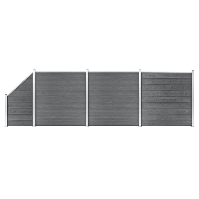 vidaXL WPC Zaun-Set 3 Quadrate + 1 Schräge 619x186 cm Grau 3053235