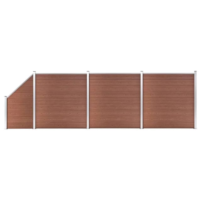 vidaXL WPC Zaun-Set 3 Quadrate + 1 Schräge 619x186 cm Braun 3053217