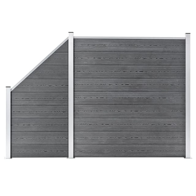 vidaXL WPC Zaun-Set 1 Quadrat + 1 Schräge 273x186 cm Grau 3054431