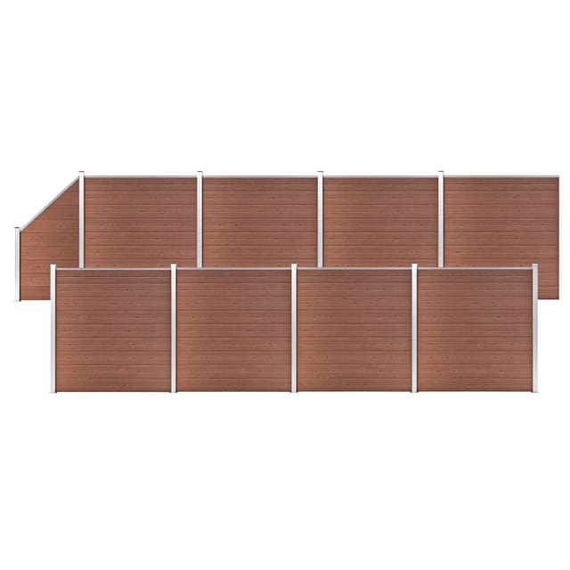 vidaXL WPC Zaun-Set 8 Quadrate + 1 Schräge 1484x186 cm Braun 3053222