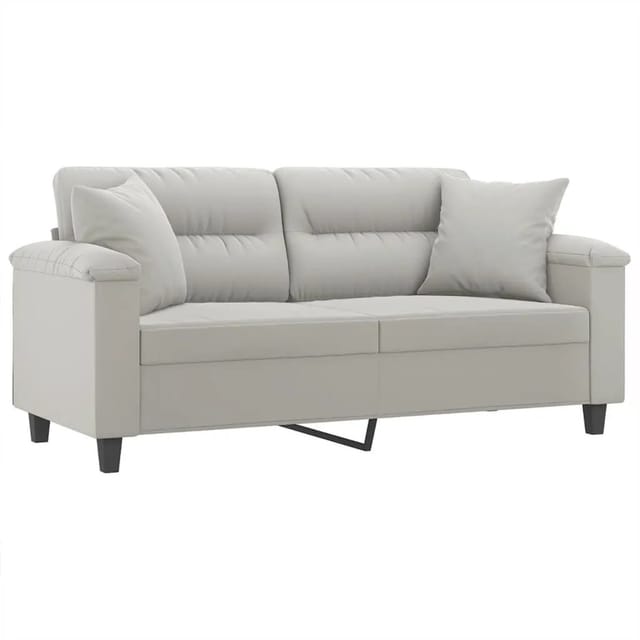 vidaXL 2-Sitzer-Sofa mit Kissen Hellgrau 140 cm Mikrofasergewebe 3200972