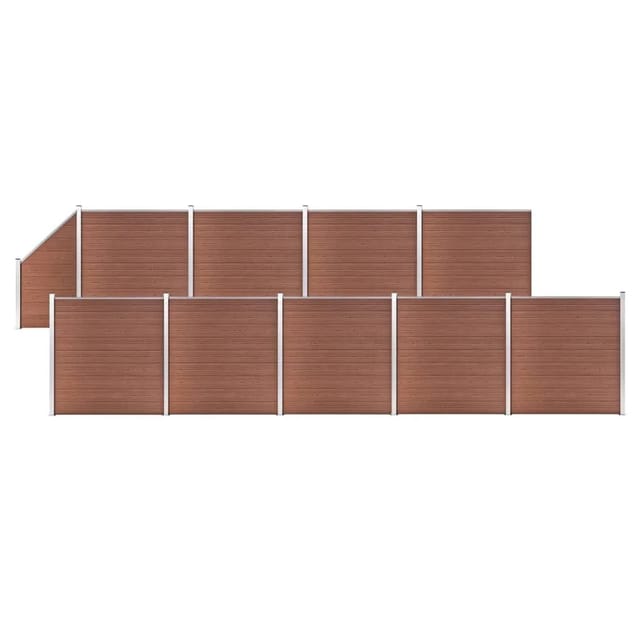 vidaXL WPC Zaun-Set 9 Quadrate + 1 Schräge 1657x186 cm Braun 3053223