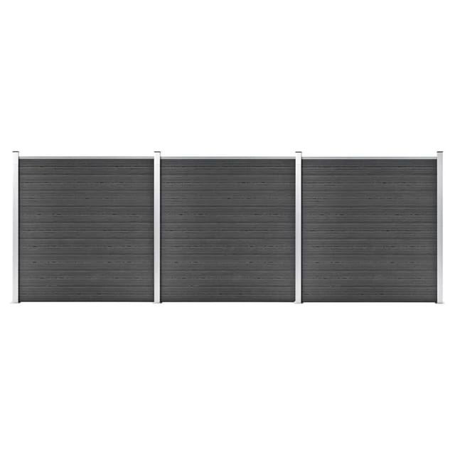 vidaXL Zaunelement Set WPC 526x186 cm Schwarz 3070430