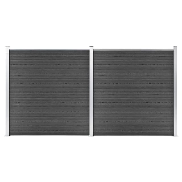 vidaXL Zaunelement Set WPC 353x186 cm Schwarz 3070429