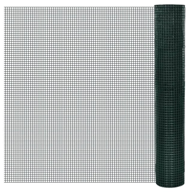 vidaXL Drahtzaun für Hühner Verzinkt mit PVC-Beschichtung 25x1 m Grün 140439