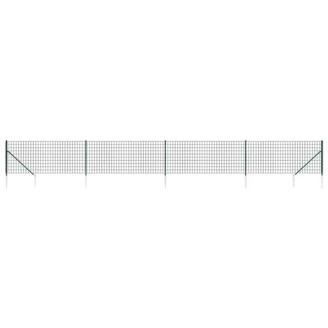 vidaXL Maschendrahtzaun mit Bodenhülsen Grün 1,1x10 m 154114