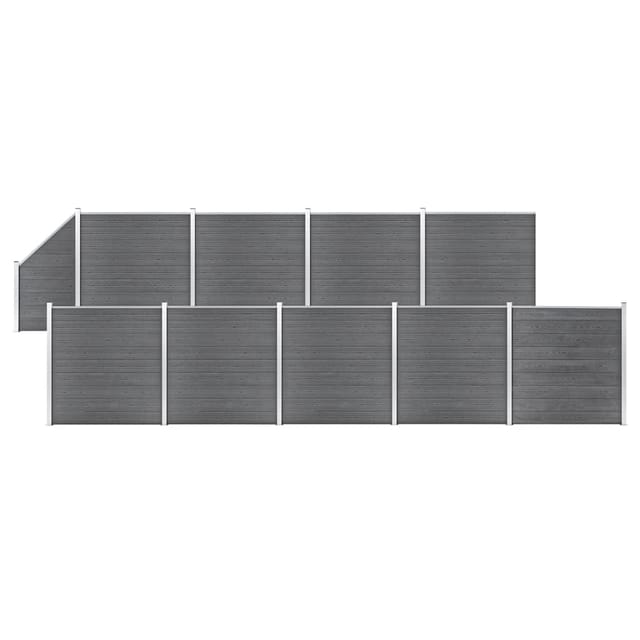 vidaXL WPC Zaun-Set 9 Quadrate + 1 Schräge 1657x186 cm Grau 3053241