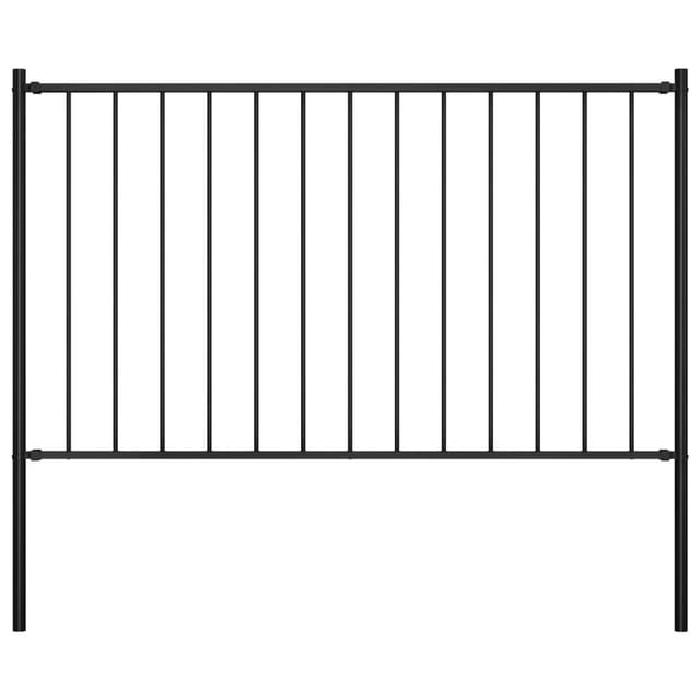 vidaXL Zaunelement mit Pfosten Pulverbeschichteter Stahl 1,81x1 m Schwarz 145210
