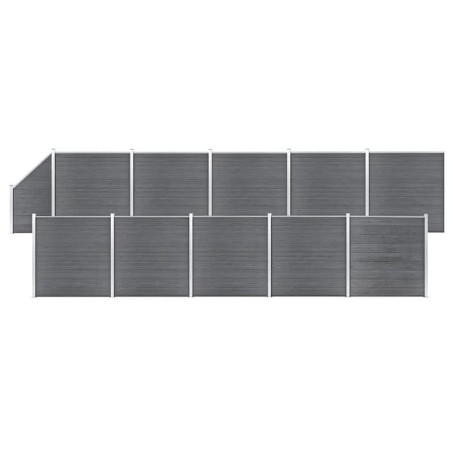 vidaXL WPC Zaun-Set 10 Quadrate + 1 Schräge 1830x186 cm Grau 3053242
