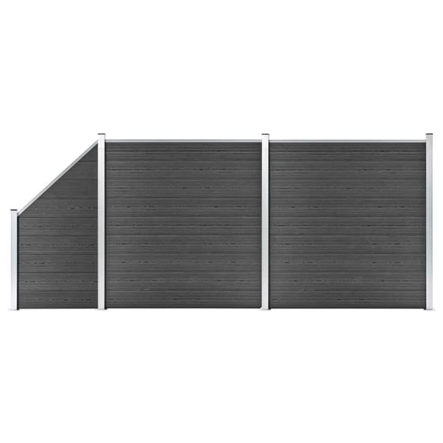 vidaXL Zaunelement Set WPC 446x 105-186 cm Schwarz 3070438