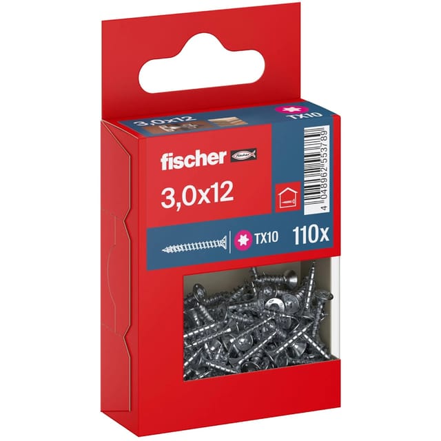 Fischer Schraube PowerFast II Senkkopf TX Vollgewinde Ø 3 x 12 mm 110 Stk