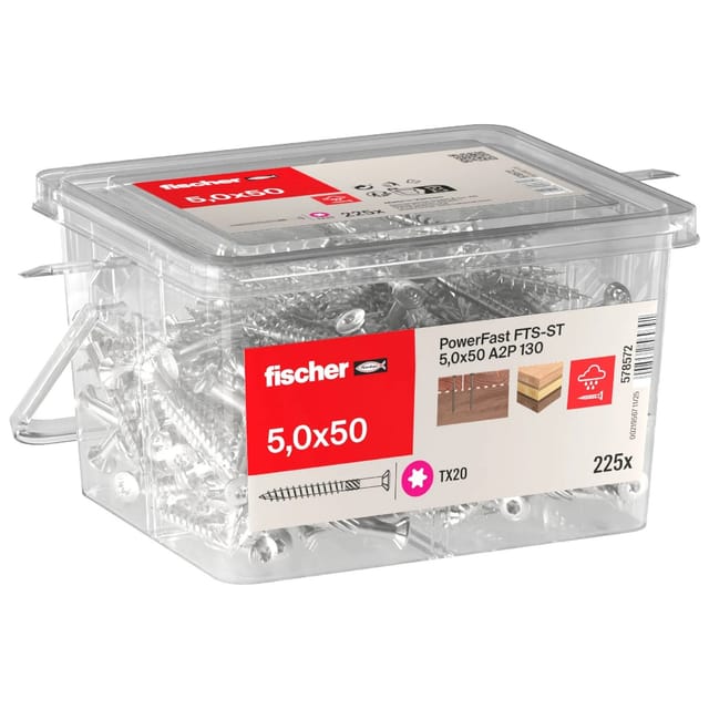 Fischer Terrassenschraube A2 Senkkopf TX Teilgewinde Ø 5 x 50 mm 130 Stk