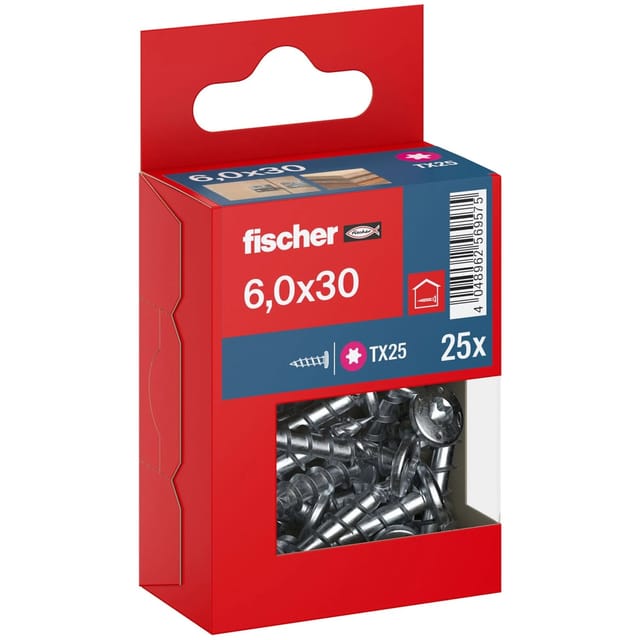 Fischer Schraube PowerFast II Pan Head TX Vollgewinde Ø 6 x 30 mm 25 Stk