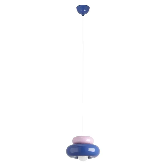 Eglo Pendelleuchte rund (60 W, Ø x H: 25 x 110 cm, Blau/ Rosa)