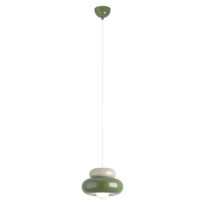 Eglo Pendelleuchte rund (60 W, Ø x H: 25 x 110 cm, Grün/ Beige)