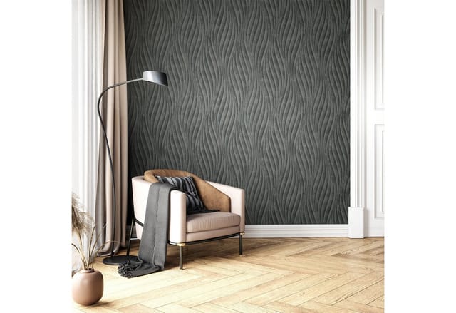 Newroom Vliestapete Armani Anthrazit Wellen Modern FSC®