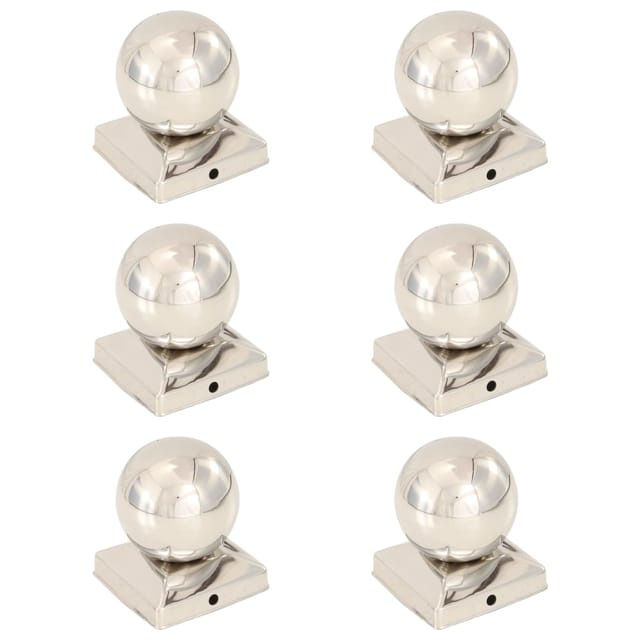 vidaXL Pfostenkappen 6 Stk Kugelform Edelstahl 81 x 81 mm 145495