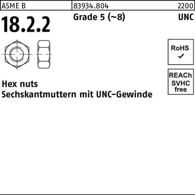 Sechskantmuttern ART 83934 Grad 5 1/2 UNC S