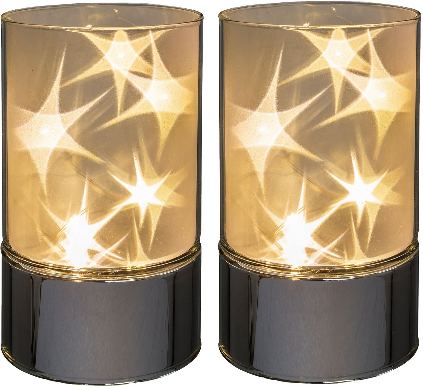 Creativ home LED-Leuchte Weihnachtsdeko mit LED Beleuchtung (Set, 2 St), aus Glas, mit Sterneffekt Bild 3