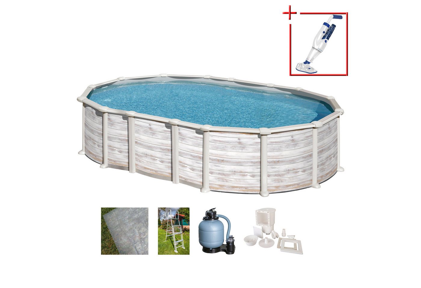 Gre Ovalpool ISLANDIA (Komplett-Set, 5-tlg), Maße inkl. Stützen 610 x 375 x 132 cm Bild 4