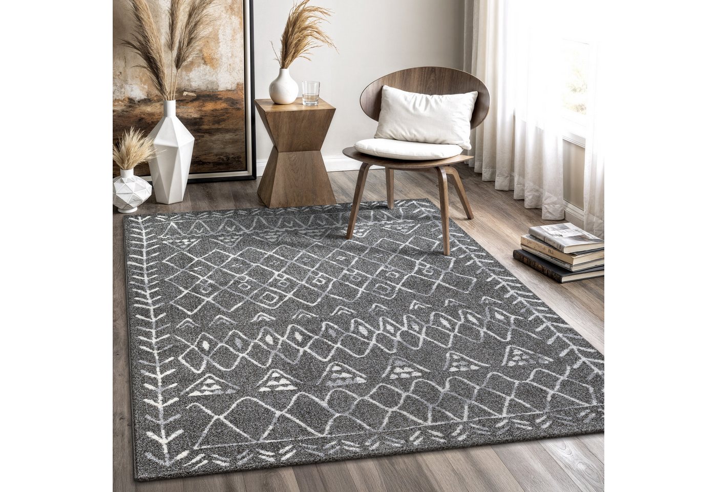 Sanat Teppich Boho 8200, auch als Läufer und in Rund, rechteckig, Höhe: 10 mm, Kurzflor, robust, Boho, Scandic, für Fussbodenheizung geeignet Bild 5