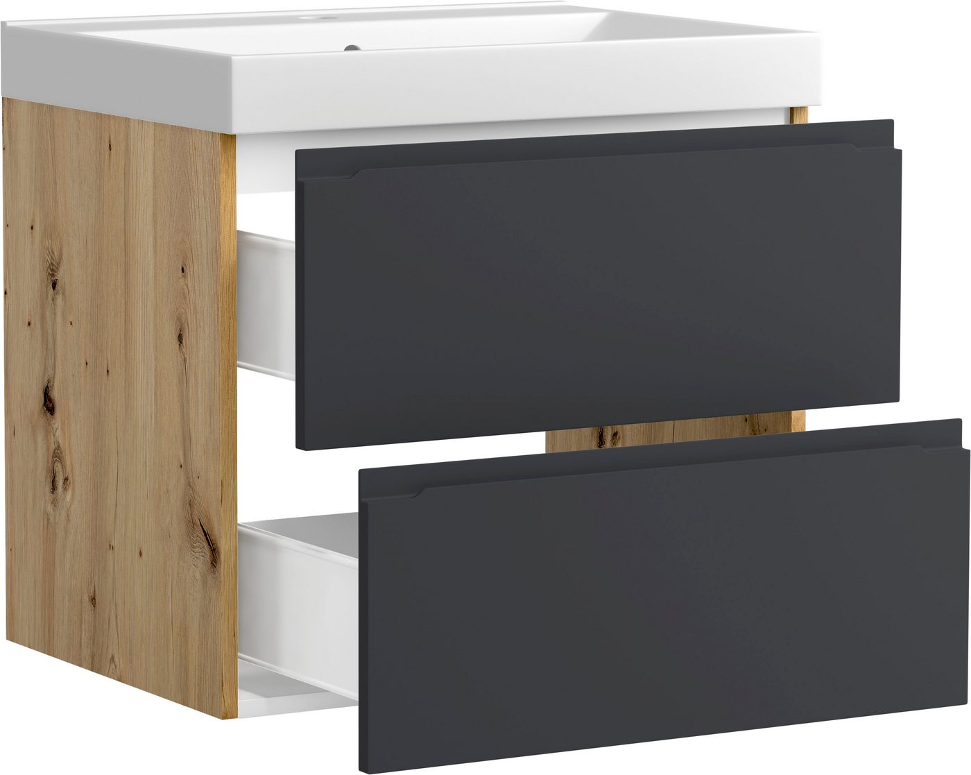 welltime Waschtisch CABO, Waschtisch, matt grau, griffloses Design Bild 4