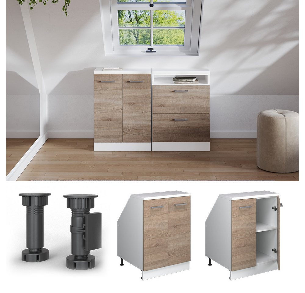 Vicco Kommode Rion, Sonoma/Weiß, 60 x 81.6 cm mit 2 Türen, Schrankkorpus 60 cm ... (1 St) Bild 4