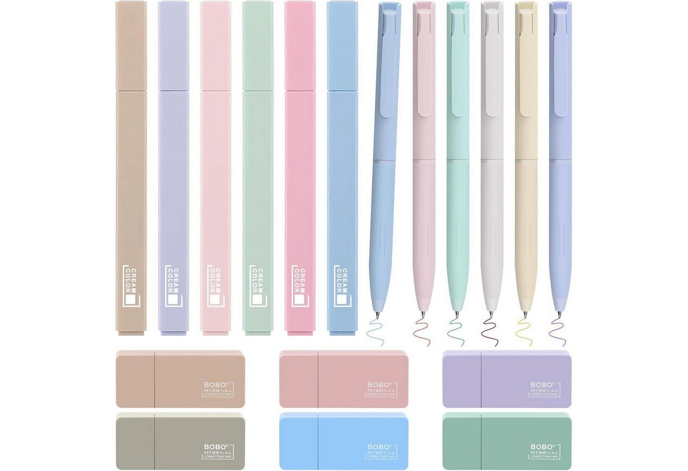 LuxusKollektion Marker Textmarker Pastell Set 6 Textmarker 6 Farbgelstifte 6 Korrekturbänder