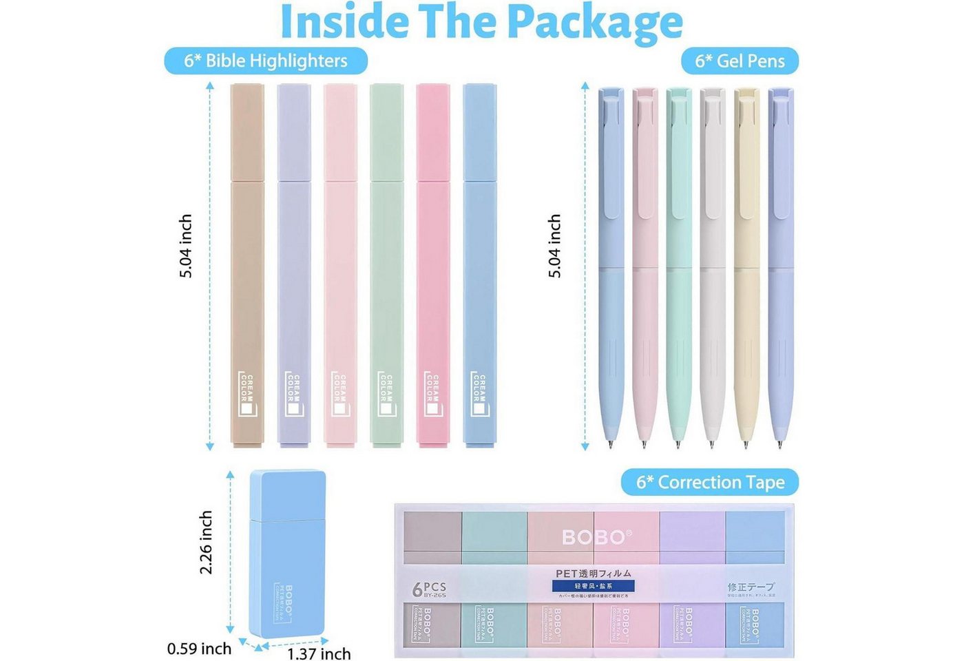LuxusKollektion Marker Textmarker Pastell Set 6 Textmarker 6 Farbgelstifte 6 Korrekturbänder Bild 2