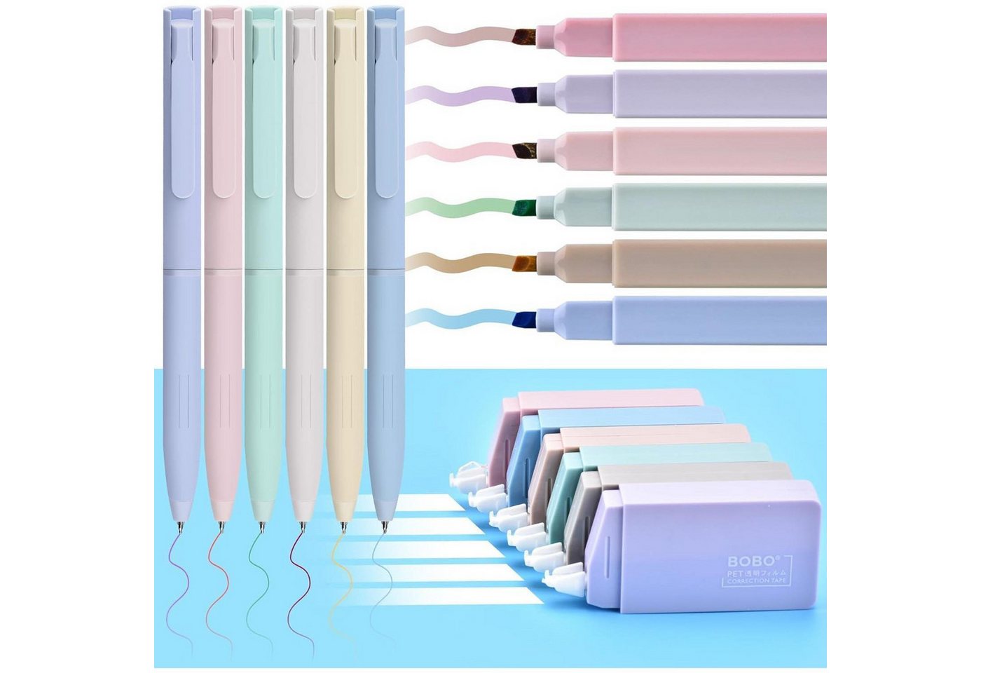 LuxusKollektion Marker Textmarker Pastell Set 6 Textmarker 6 Farbgelstifte 6 Korrekturbänder Bild 5