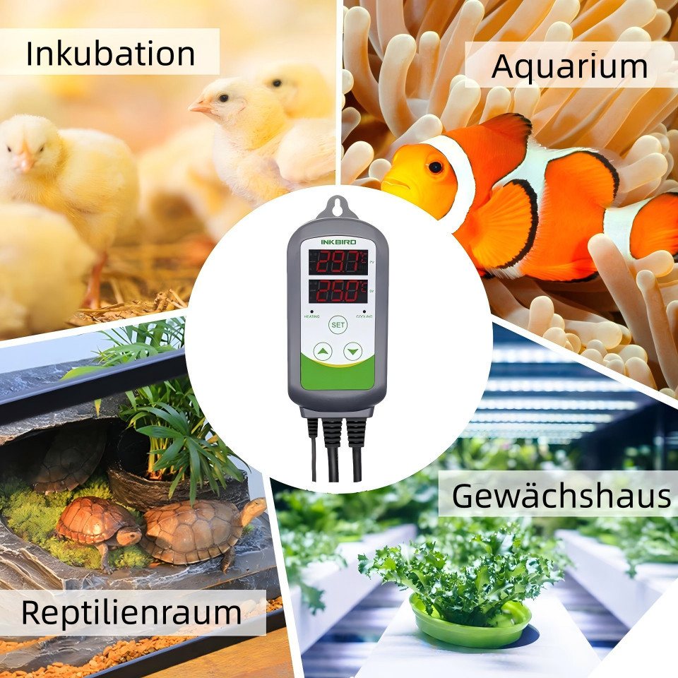 INKBIRD Raumthermostat ITC-308 Temperatur Steckdosen Hitze/kühl, Grün, max. 240 V AC V, Betriebsart: Heizen / Kühlen, (1-St), Akustische Warnung Bild 3