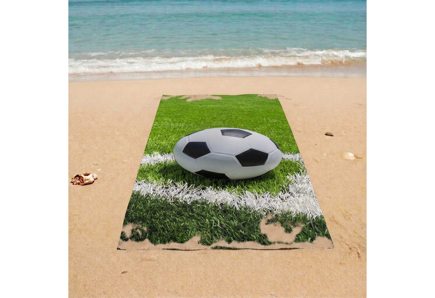 Sarcia.eu Badetücher Fußball-Strandtuch für Kinder, 100 % Baumwolle, 70 x 140 cm Bild 3