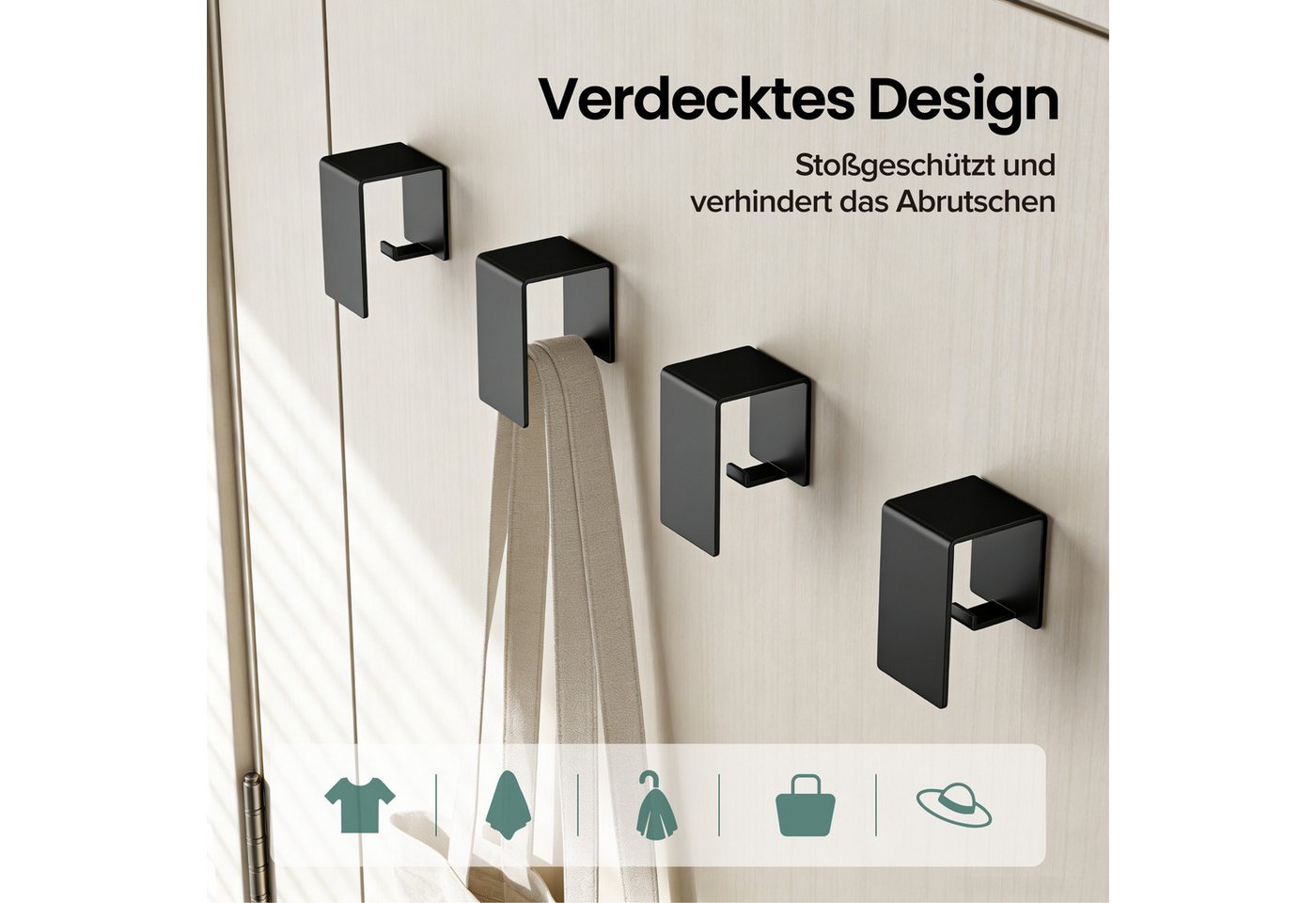 Mai & Mai Handtuchhaken Selbstklebende Kleiderhaken ohne Bohren 1/2/4 Stück Tavrin-01, Küche, Badezimmer, (4-St), für Bad und Küche,rostfreies Material