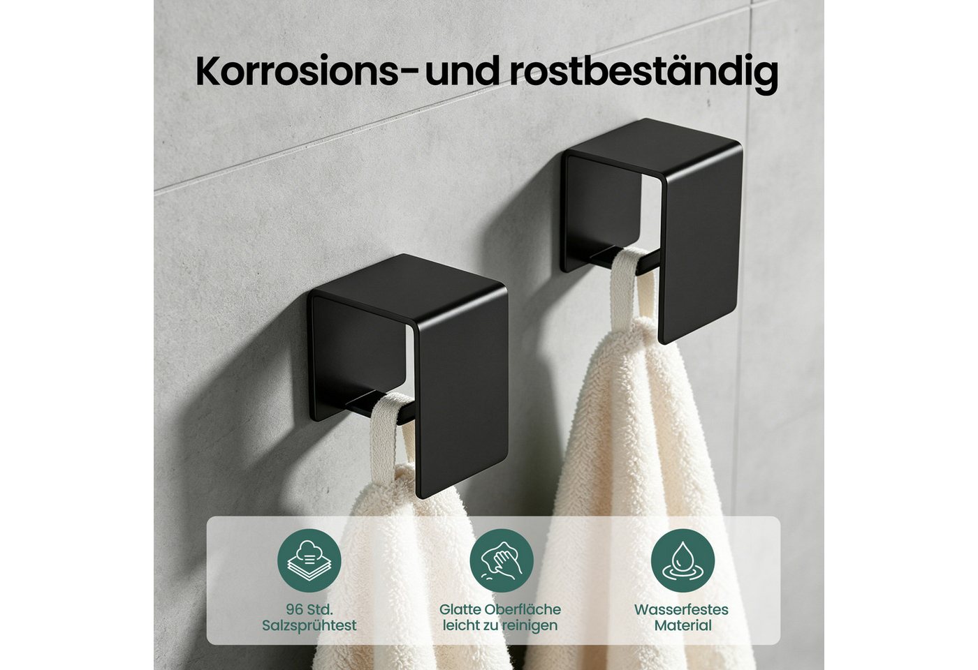 Mai & Mai Handtuchhaken Selbstklebende Kleiderhaken ohne Bohren 1/2/4 Stück Tavrin-01, Küche, Badezimmer, (4-St), für Bad und Küche,rostfreies Material Bild 5