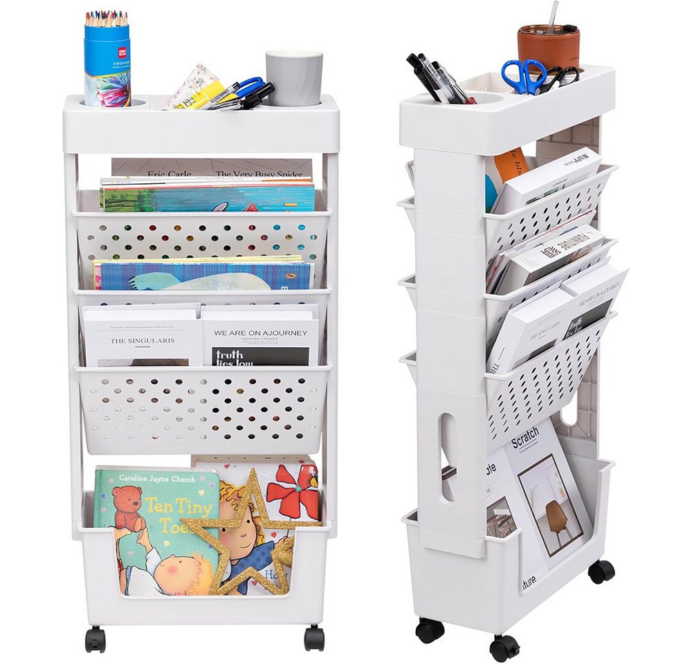 TUWENA Bücherregal Mobiles Bücherregal, ausziehbarer Aufbewahrungsorganizer Bild 2