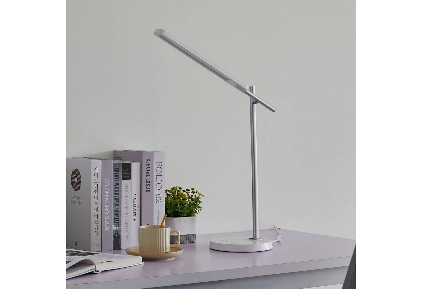 Lindby Schreibtischlampe Valtorin, LED, Kunststoff Weiß universalweiß IP20, 1 x 7,2 W LED, universalweiß