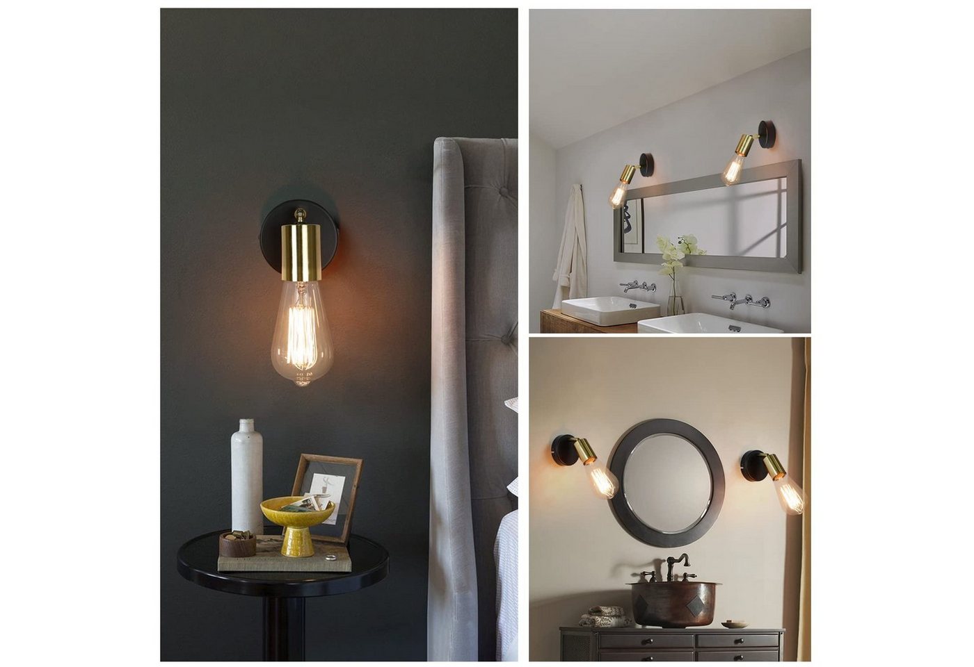 ZMH Deckenleuchten Hängend Deckenstrahler Vintage E27 Schwarz-Gold, ohne Leuchtmittel, Modern Deckenspots für Esszimmer Küche
