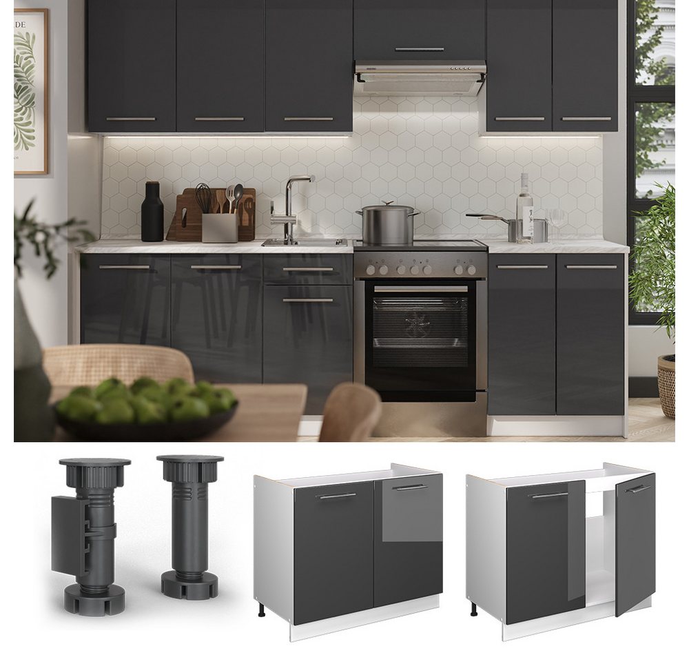 Vicco Unterschrank Fame-Line, Anthrazit Hochglanz/Weiß, 100 cm ohne Arbeitsplatte (1-St) Bild 2