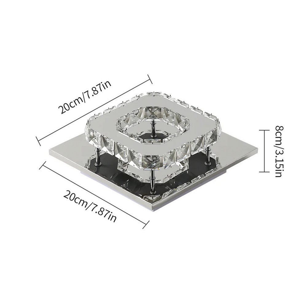 Riserva Deckenleuchten Kristall Quadrat LED Deckenleuchte 12W Kaltweiß 6500K Bild 4