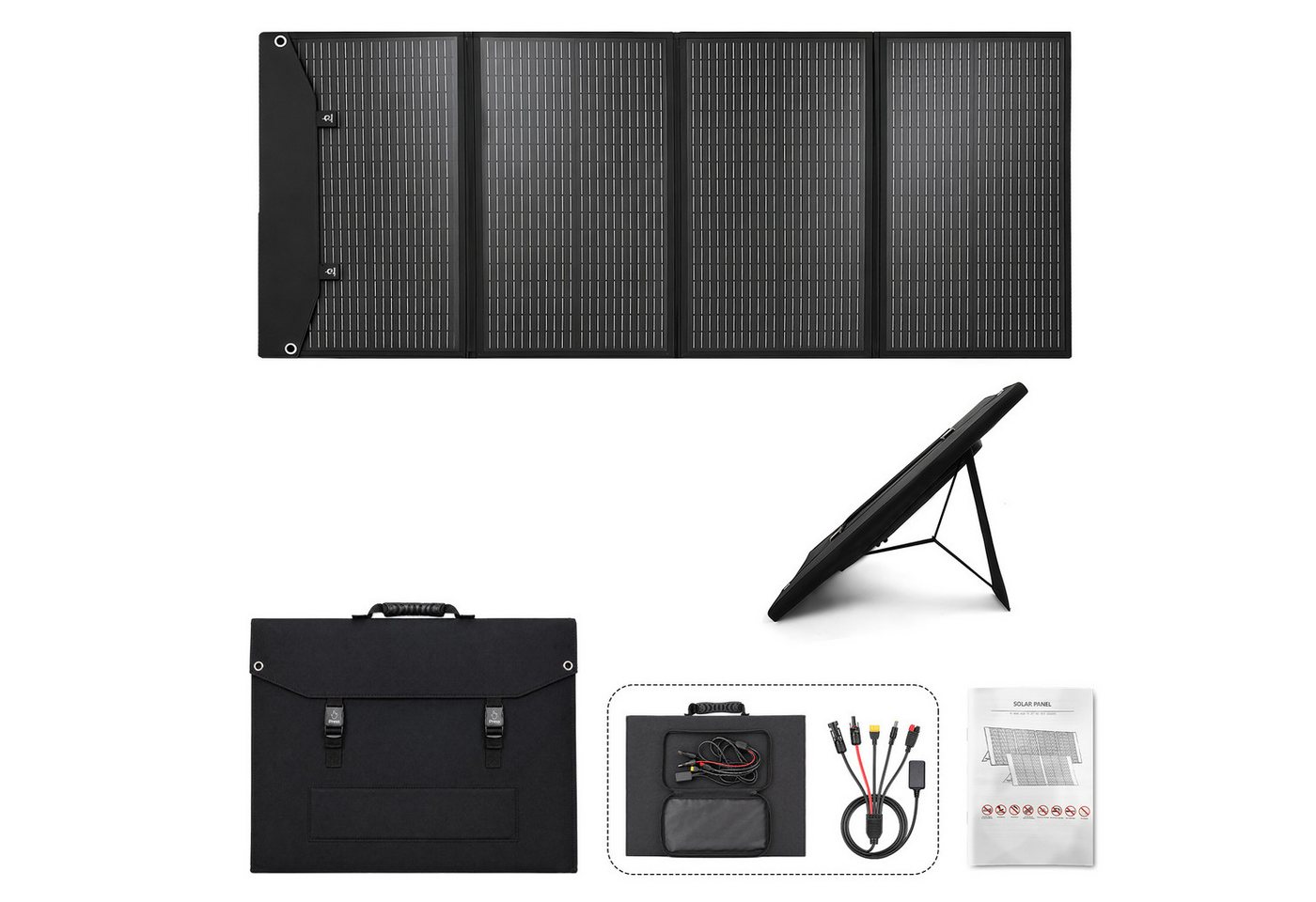 Rhein Beleuchtung Solarmodul Faltbares Solarpanel 200W 18V mit 4-in-1 Ladekabel, 200 W, Monokristallines Silizium, (Set, 1-St., Für Powerstation, Wohnmobil, Camping, Offgrid & Notstrom), Monokristallin, IPX4, faltbar, hohe Effizienz, tragbar Bild 2