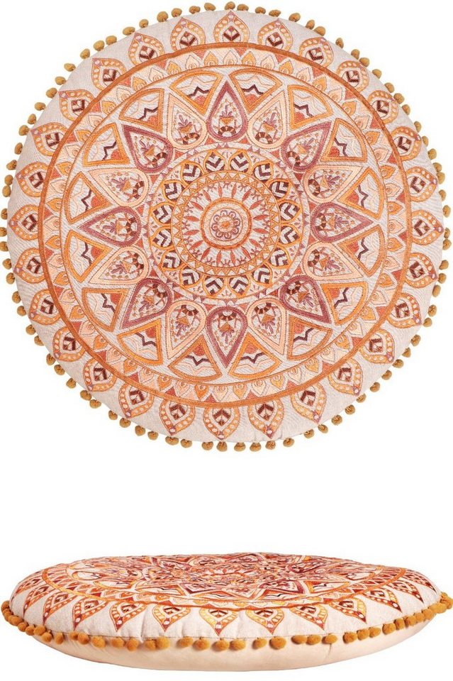 Marrakesch Orient & Mediterran Interior Bodenkissen Orientalisches Bodenkissen Aziza modern aus Baumwolle in Braun 55 cm, Handarbeit