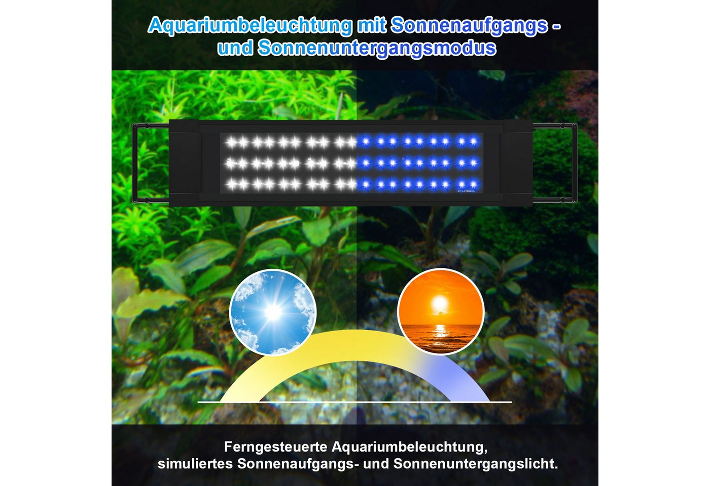 Clanmacy LED Aquariumleuchte LED Aquarium RGB Aquariumleuchte Beleuchtung aquarium licht 18-45W, RGB50.5 FITS 55-80CM TANk Bild 3