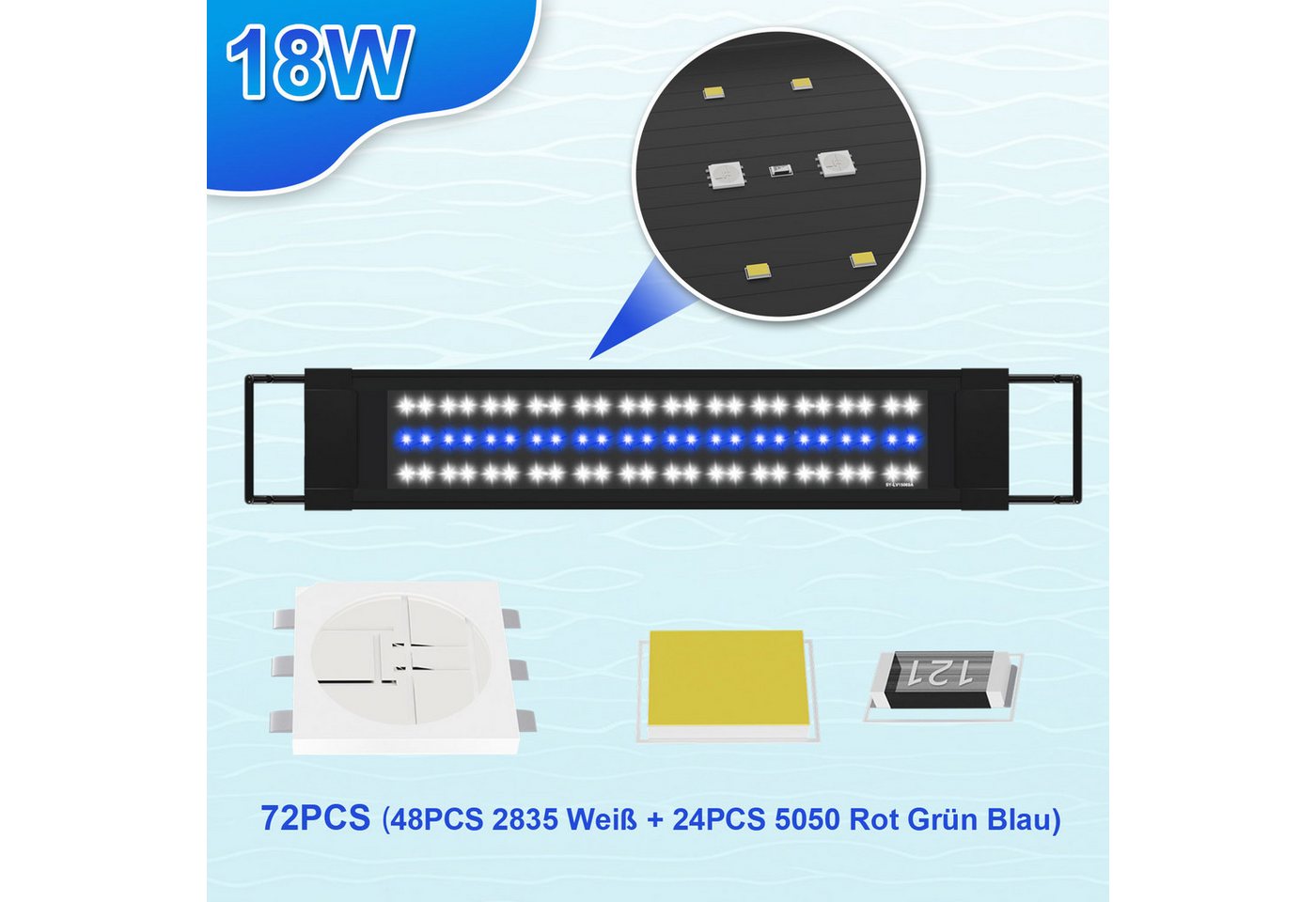 Clanmacy LED Aquariumleuchte LED Aquarium RGB Aquariumleuchte Beleuchtung aquarium licht 18-45W, RGB50.5 FITS 55-80CM TANk Bild 4