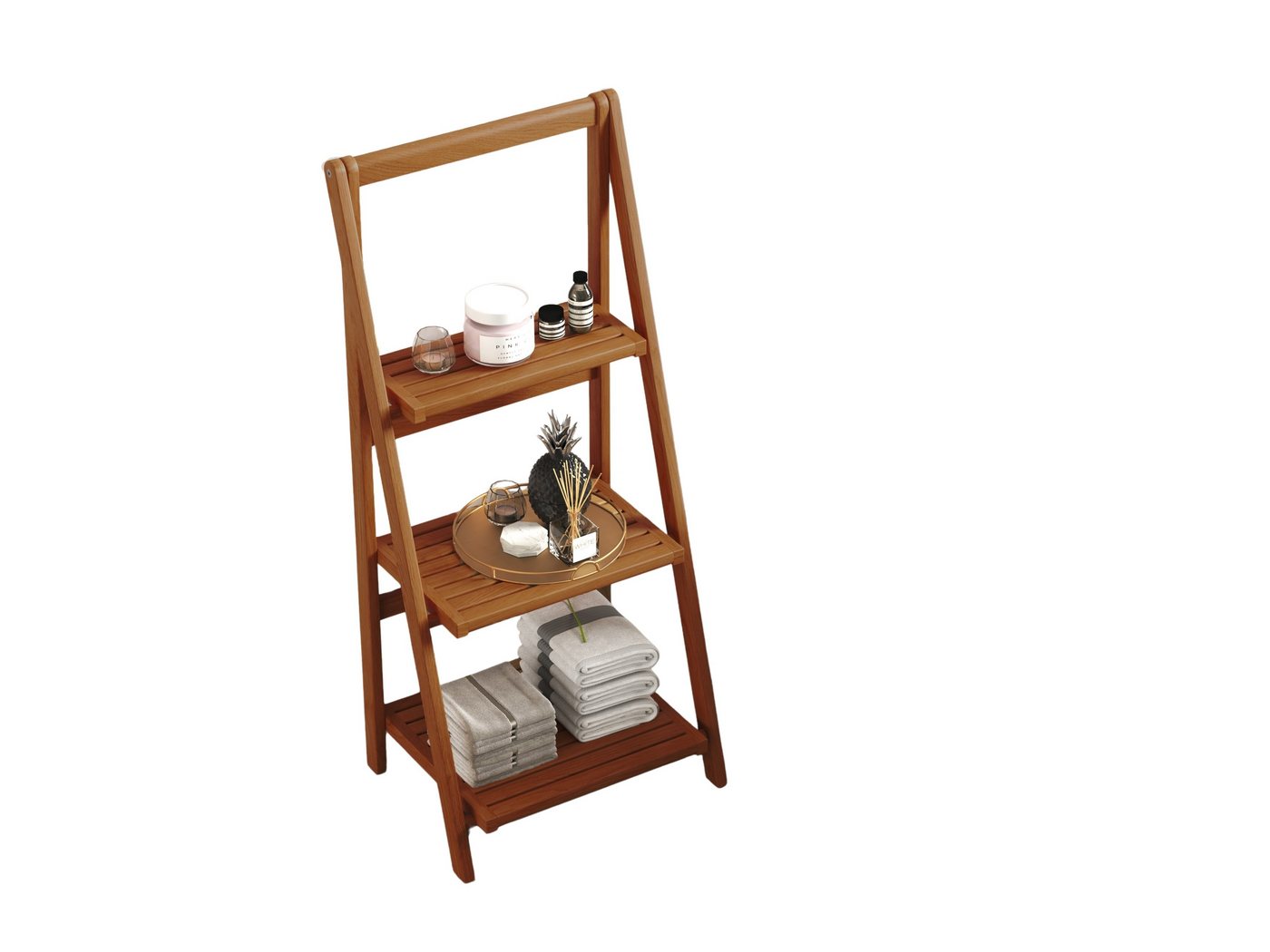 Destiny Leiterregal SPA & LIVING, 3 Ablagefächer, 46x34x103 cm, Teak Bild 2