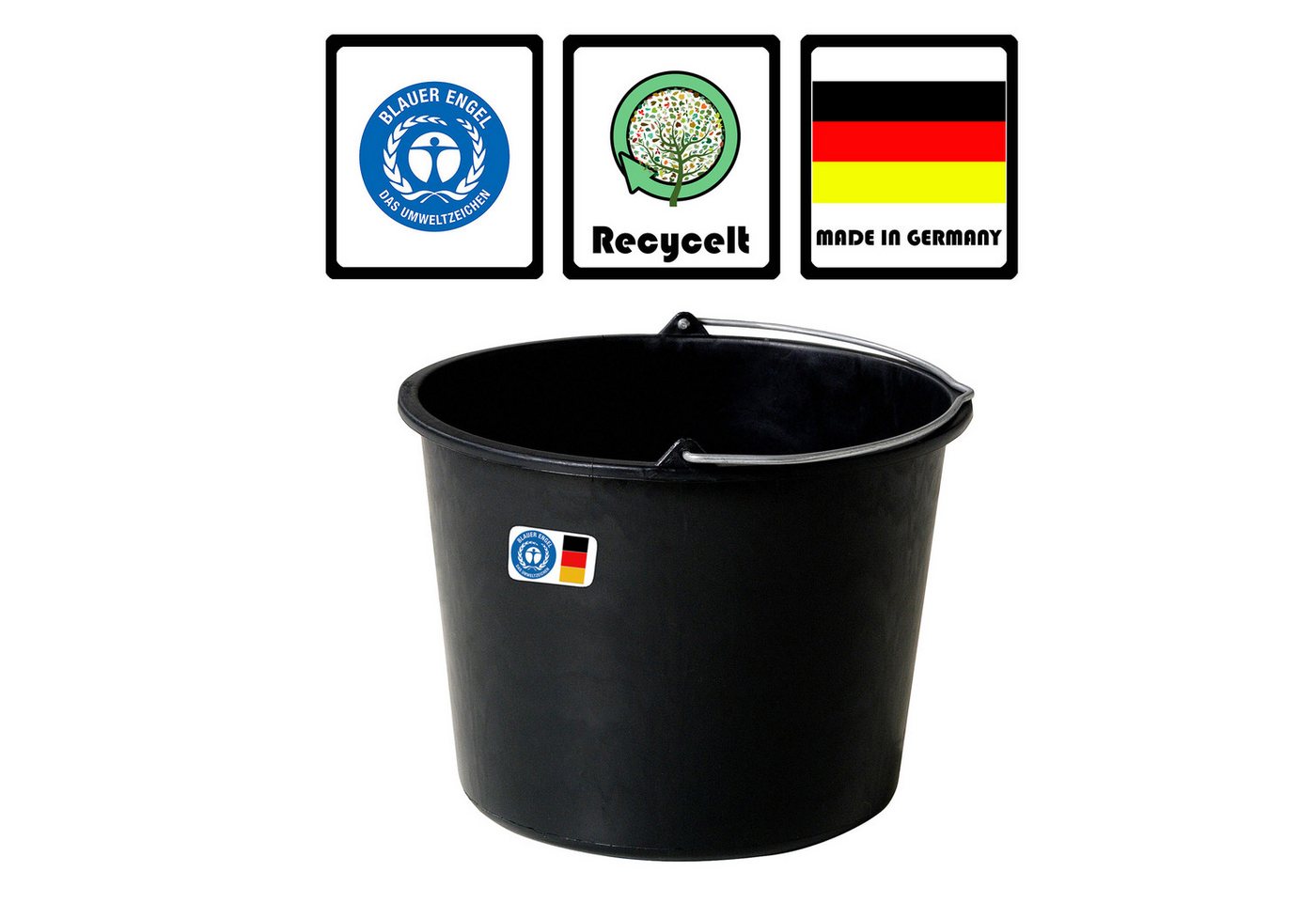BigDean Baueimer 20L – robuster Maurereimer mit Messskala, (Stück, 3-tlg., Baueimer), UV-beständig, frostfest und baustellentauglich Bild 2