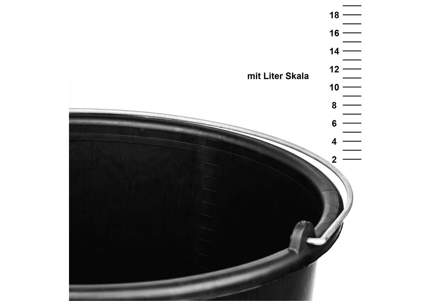 BigDean Baueimer 20L – robuster Maurereimer mit Messskala, (Stück, 3-tlg., Baueimer), UV-beständig, frostfest und baustellentauglich Bild 5
